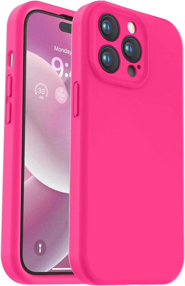 Designed for iPhone 14 Pro Max Case, Premium Silicone Shockproof Phone Case with Camera Protection, Hot Pink, 6.7"