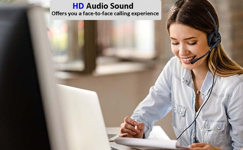 Office Telephone Headset RJ9 | Noise Cancelling Mic | Compatible with Landline Desk Phones (Polycom, Avaya, Nortel,