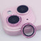 Bling Glitter Metal Crystal Camera Lens Protector for iPhone 15/15 Plus - Sparkly Pink Tempered Glass Accessory.
