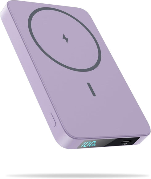 Magnetic Portable Charger Power Bank 5500mAh, Slim Wireless Charger with LCD Display for iPhone 15/14/13/12