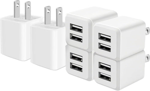 REKNA USB Wall Charger, Dual Port Cube Power Adapter Charger Plug Block Charging