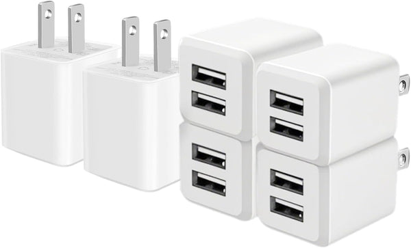 REKNA USB Wall Charger, Dual Port Cube Power Adapter Charger Plug Block Charging