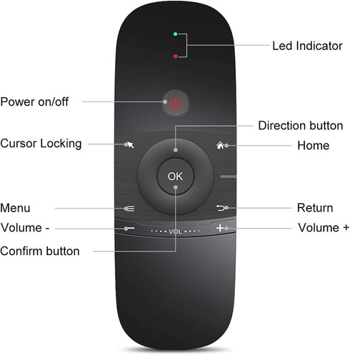WeChip W1 Universal TV Remote Air Mouse, Wireless Keyboard Fly Mouse for Android TV Box/PC/Smart TV/Projector (w1)