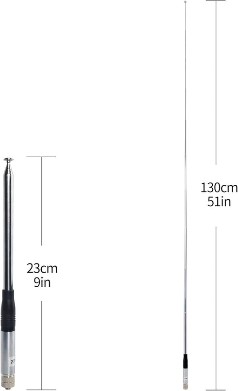 HYS 27Mhz 9-inch 51-inch CB Antenna, SMA-Female Connector, Telescopic/Rod to HT CB Antenna for QUANSHENG Handheld CB