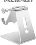 Adjustable Cell Phone Stand, OMOTON Aluminum Desktop Stand with Anti-Slip Base and Charging Port, Silver