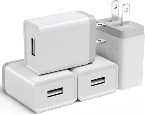 USB Wall Charger Block 12W, 4 Pack USB Plug, USB Charging Block, 2.4A/5V Power Adapter, Box Cube Compatible with iPhone
