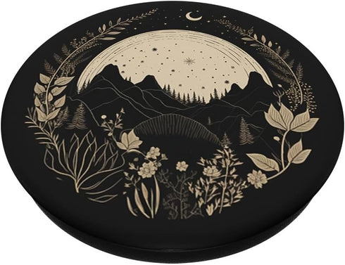 Boho Chic Floral Forest Nature Mountain Moon Hiking Camping PopSockets Standard PopGrip
