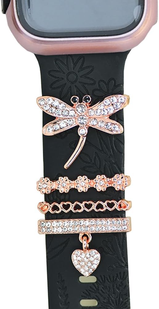 Women Watch Band Charms, Diamond Decorative Rings for Apple Watch Bands 49mm-38mm, Metal Jewelry Accessories