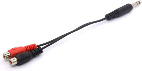 6.35 to RCA Splitter Cable, 6.35mm 1/4 inch TRS Stereo Jack Male to 2 RCA Phono Female Plug Adapter Cord (20cm/8inch)