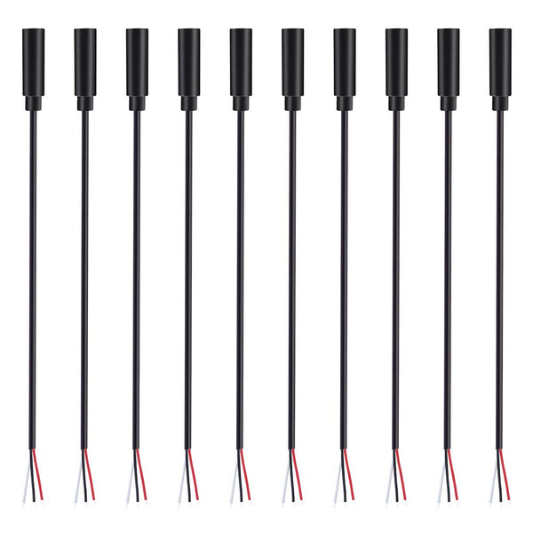 Fancasee 10 Pack Replacement 3.5mm Female Jack to Bare Wire Open End TRS Audio Cable for Headphone Cable Repair