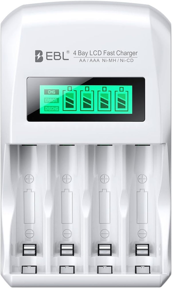 EBL LCD Battery Charger Smart Individual 907 AA AAA Rechargeable Battery Charger for