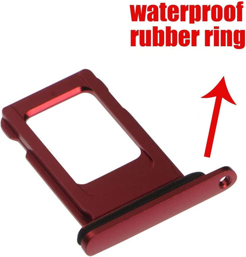 SIM Card Tray Holder Slot Replacement for iPhone 11 (Red), with Waterproof Rubber Ring and Eject Pin
