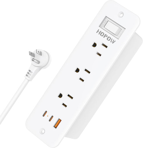 HOPOW Recessed Power Strip 5 FT Recessed Outlet, Flush Mount Furniture Outlet with