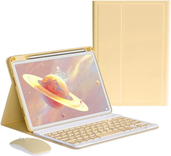 iPad Pro 11 inch M4 Keyboard Case with Mouse, Magnetically Detachable Color Keyboard Case, Yellow