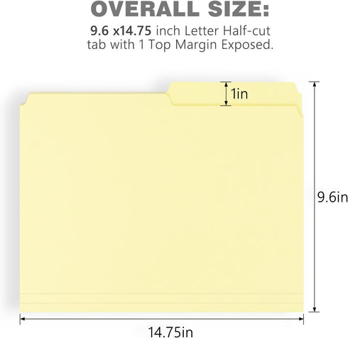 Lineco Archival Legal Size File Folders, Organize Important Documents, 9.5" x 14.75" with 1/2-Cut Tab