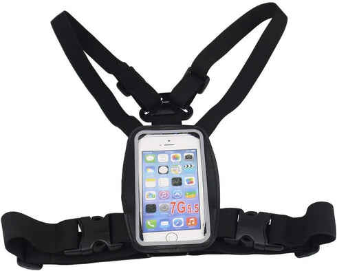 Smartphone Outdoor Chest Strap Mount + Waterproof Case Holder, Fits up to 5.5inch Mobile Phones for Outdoor Activities