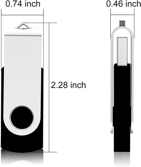 4GB Flash Drive 10 Pack, USB 2.0 Thumb Drives Bulk Swivel Memory Stick for Data Storage, Black