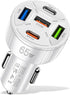 65W 5 Ports Car Charger USB Adapter, Type C PD30W & QC3.0 Fast Charging for iPhone/Android/Samsung/iPad Pro (Black)