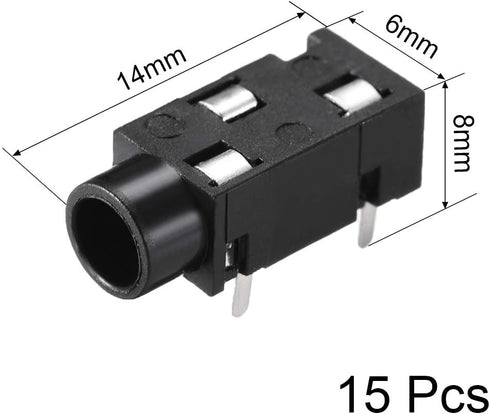 uxcell 3.5 mm Audio Jack Connector PCB Mount Female Socket 3Pin PJ-320, 15pcs