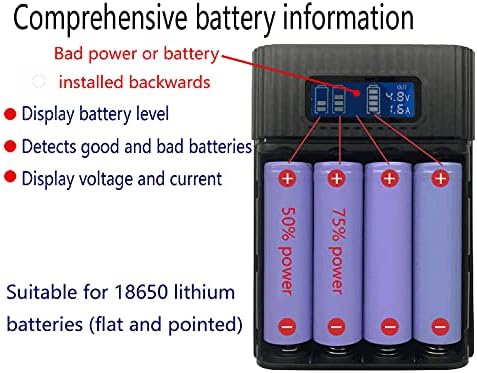 Battery Charger Case,Portable DIY Power Bank Box with LCD Display 2 USB Output,Micro and Type c Input, Smart Charger for 3.7v Li-ion Rechargeable Battery (Battery Not Included)