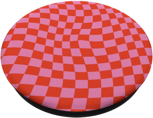 Classic Wavy Checkered Pink Red Checkerboard PopSockets Standard PopGrip