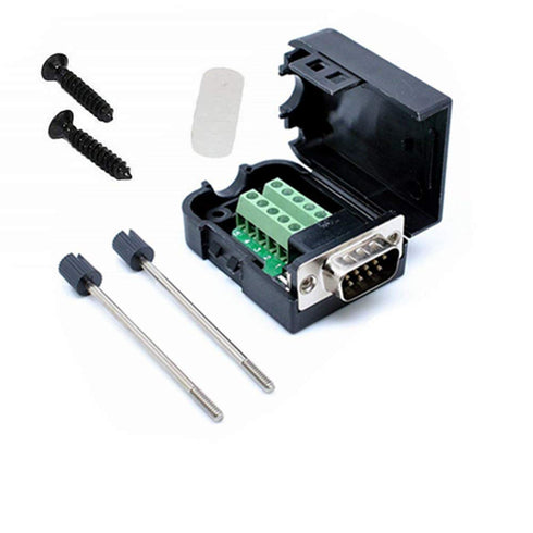 Connector DB9 RS232 D-SUB Male Adapter to Screw Connector, 9 Pin Port with Case