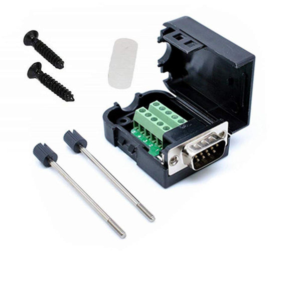 Connector DB9 RS232 D-SUB Male Adapter to Screw Connector, 9 Pin Port with Case