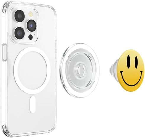 PopSockets PopGrip for MagSafe - Yellow Smile Happy Peace Smiling Face Cute Humor Awesome