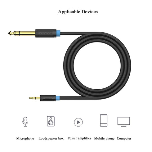 VENTION 3.5mm to 6.35mm Stereo Jack Cable, 6.35mm 1/4" Male to 3.5mm 1/8" Male Audio Cable (3m)