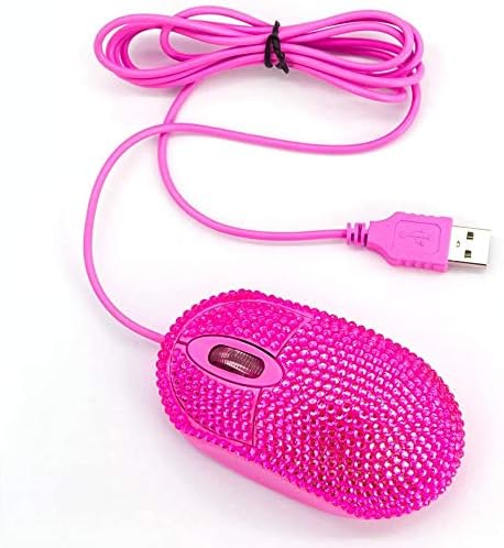 Pink Laptop Mouse with Crystal Bling Rhinestone, Personalized Gift for Kids and Teen Girls