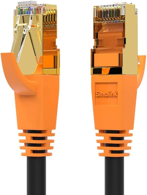 Network Cable, Shielded Ethernet Cat8 10ft 2pack, Gold Plated RJ45 Connectors, 26AWG, Weatherproof 40Gbps