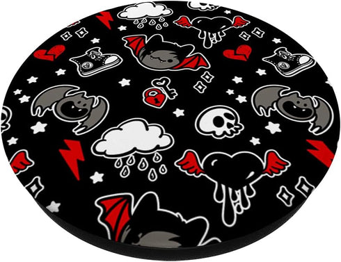 Emo Bat Scene Kid Halloween Chibi Skull Broken Heart Alt PopSockets Swappable PopGrip