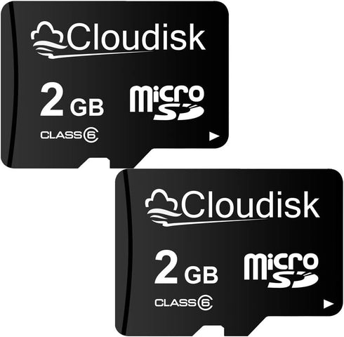 Pack of 2 Micro SD Card 2GB Flash Memory Card C6 with SD Adapter
