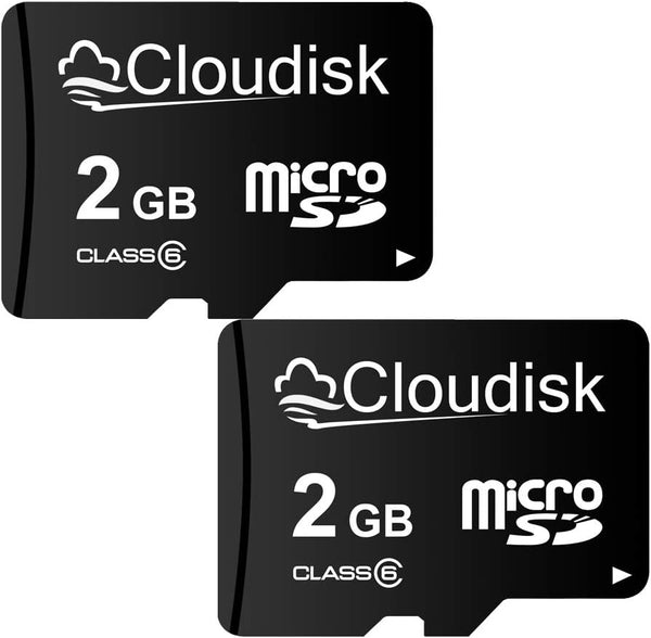 Pack of 2 Micro SD Card 2GB Flash Memory Card C6 with SD Adapter