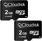 Pack of 2 Micro SD Card 2GB Flash Memory Card C6 with SD Adapter