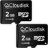 Pack of 2 Micro SD Card 2GB Flash Memory Card C6 with SD Adapter