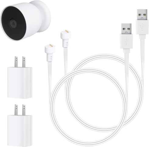 2 Pack 10ft/3m Power Cable Compatible with Google Nest Cam Outdoor or Indoor, Weatherproof Outdoor Power Cord with USB