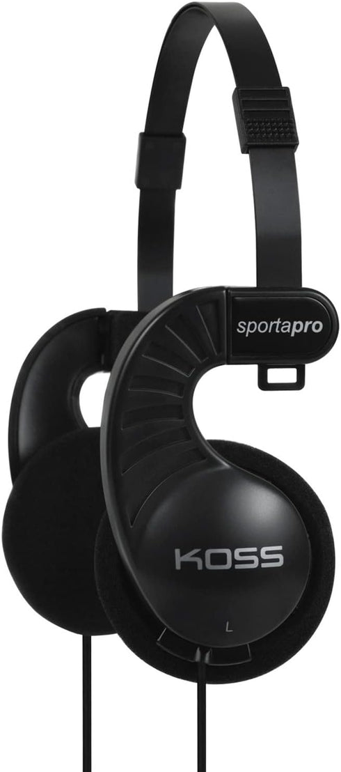 Koss SportaPro On-Ear Stereo Headphones, Lightweight, Unique Folding Design, 3.5mm Plug, Black