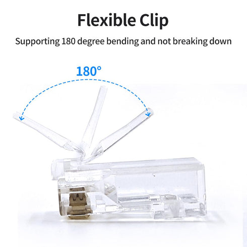 100 Pack RJ45 Connector - Cat 6 Pass Through Unshield Modular Crimp Network Plug for Cat6, Cat6e, Cat5