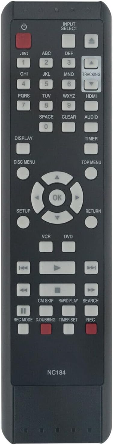 NC184 NC184UH Replacement DVD VCR Combo Remote Control for Sanyo Recorder Models