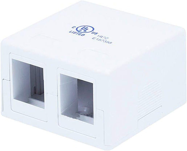 Monoprice Keystone Jack Surface Mount Box, 2-Port, UL Listed, Jacks Not Included, White