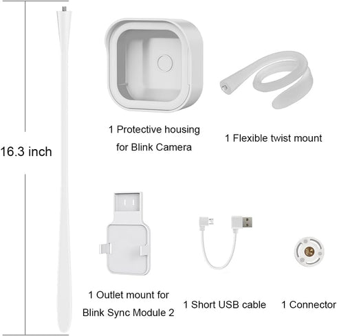 Flexible Twist Mount for Blink Outdoor - All-New Weather Proof Housing with Sync Module Wall Mount, White