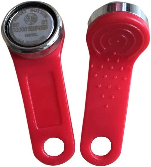 YARONGTECH Red ibutton Dallas DS1990A-F5 Key Fobs with Metal Ring - 2pcs
