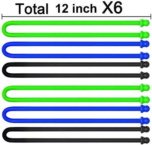 6Pcs 12-Inch Silicone Cable Tie, Steel-Core Twist Ties for Organizing, Dia 5mm