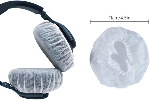 Headphone Covers, 100pcs Disposable Ear Covers, High Elastic Non-Woven Fabric for Ear Headphones (White)