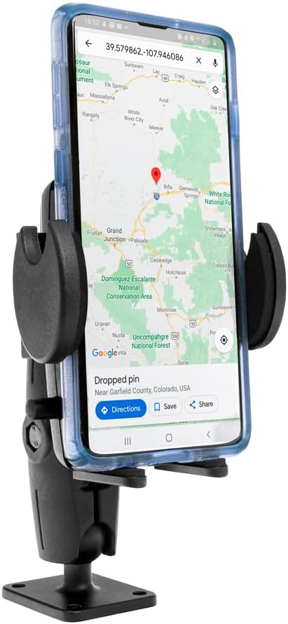 ARKON Mounts Drill-Base Mega Grip Phone Mount | Universal Fit | 360° Adjustable Angle | Compatible with iPhone, Galaxy