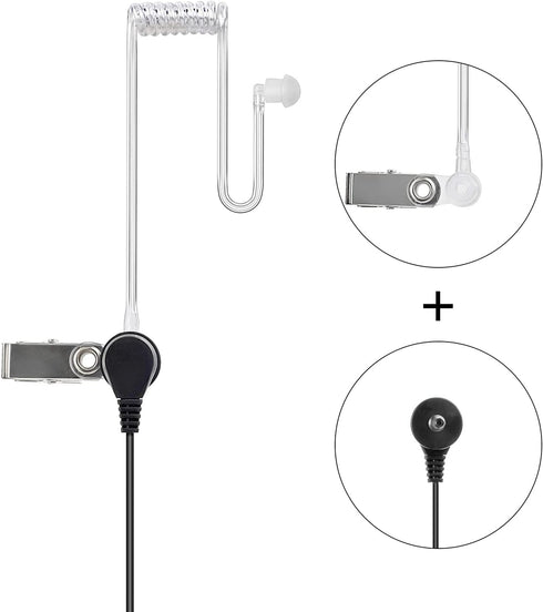 UAYESOK 2.5mm Walkie Talkie Earpiece with Mic PTT, 1-Pin Acoustic Tube Headset for Motorola Talkabout Radio (2 PACK)