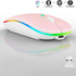 2 Pack Wireless Bluetooth Mouse - LED Dual Mode Rechargeable Silent Slim Laptop Mouse for Laptop, Desktop, Tablet (Pink)