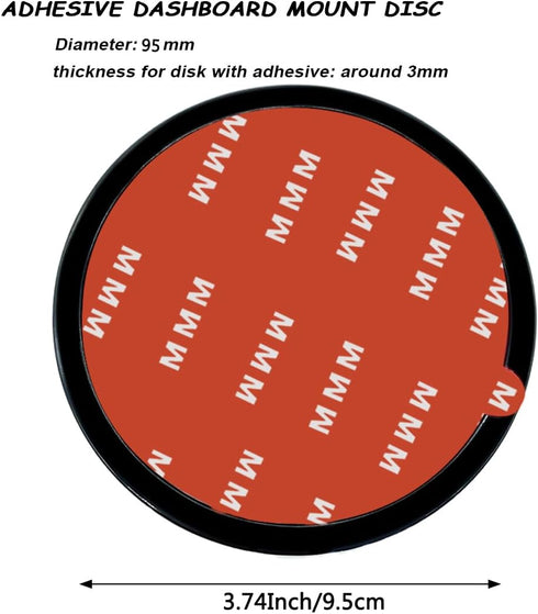 AYWFEY 4 Pack 95mm 3.74 Inch Black Adhesive Dashboard Pad Mounting Disk, Mounting Disk for Suction Cup, Dash Mount Pad