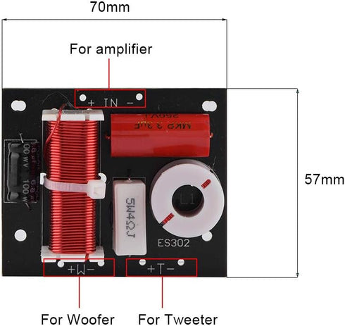 Zerone 2Pcs Speaker Frequency Divider Board, 2 Way Treble/Bass Hi-Fi Audio Crossover Filter DIY Module